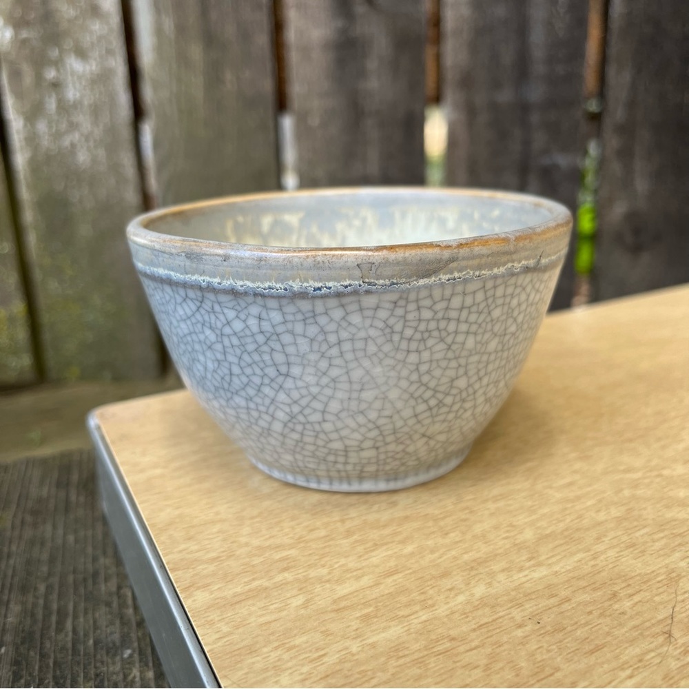 Handmade Ceramic Crackle Glaze Bowl By Ray Foster